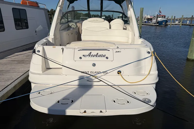 Slide: The Image of 2002 Sea Ray 340 Sundancer docked at Kent Island marina. - 2
