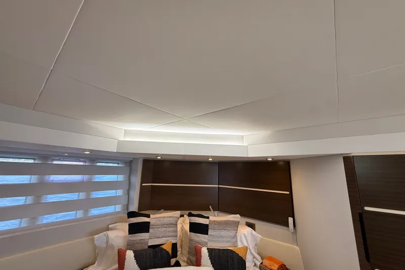 Slide: The Image of Luxurious interior cabin of 2015 Azimut 54 yacht with modern design and cozy bedding. - 91