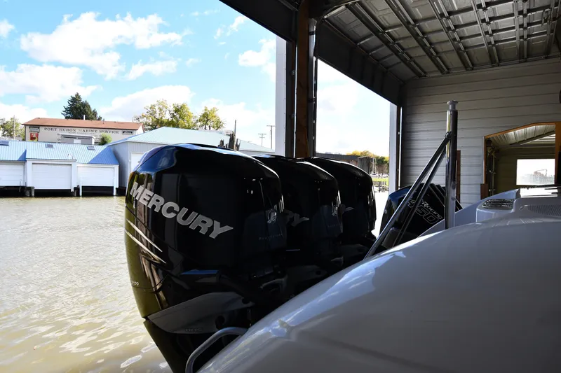 Slide: The Image of 2009 Donzi 38 ZFX Open with Mercury engines docked at Port Huron Marine Service. - 8