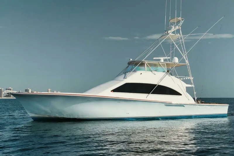 Slide: The Image of 2005 Ocean Yachts 73 Super Sport yacht on calm ocean waters. - 5
