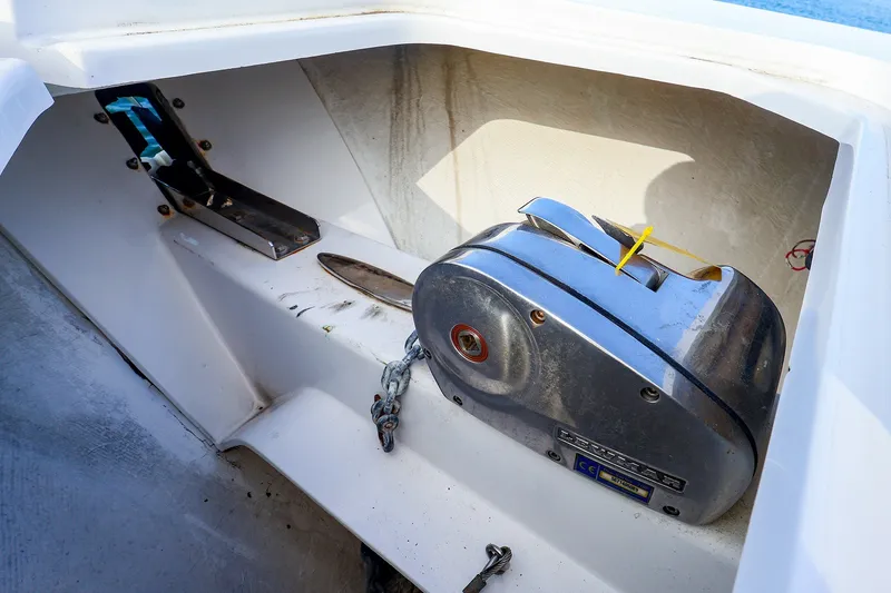 Slide: The Image of Anchor winch on 2015 Southport 33 FE boat deck. - 22