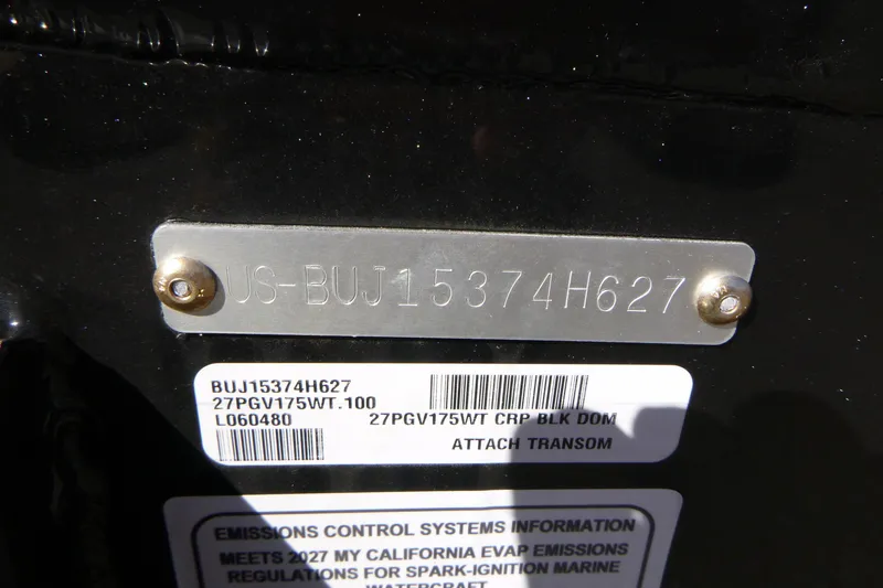 Slide: The Image of Hull identification number on a 2027 Tracker Pro Guide V-175 WT boat. - 16