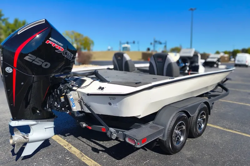 The Image of 2025 Ranger ALPHA 208 boat with Mercury Pro XS 250 engine, parked on a trailer. - 0