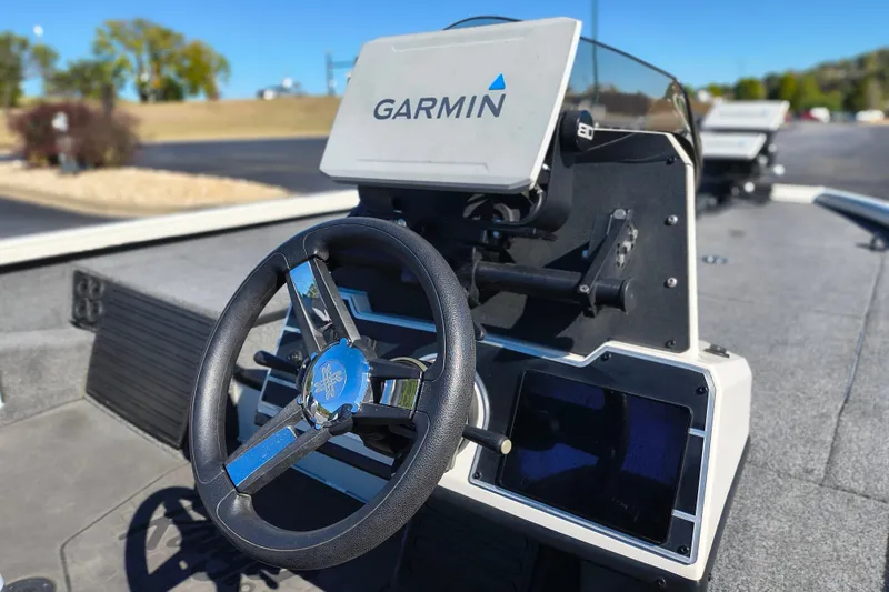 Slide: The Image of Steering console of 2025 Ranger ALPHA 208 boat with Garmin navigation system. - 24