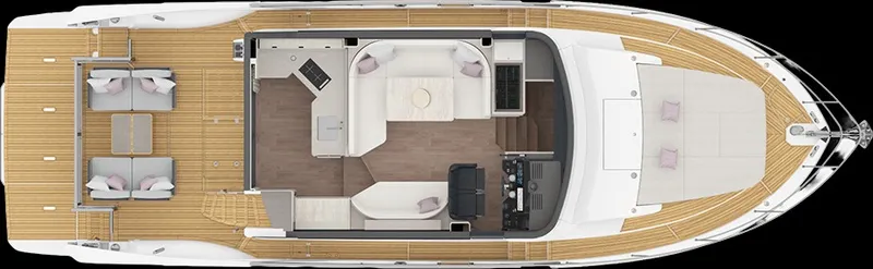 Slide: The Image of Aerial view of a luxury yacht with spacious deck and stylish interior. - 18