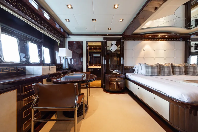 Slide: The Image of Luxurious interior of 2009 Mangusta 165 yacht with elegant bedroom and stylish furnishings. - 29