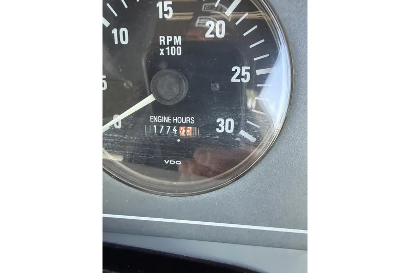 Slide: The Image of Close-up of Tiara Yachts 4000 Express 1998 tachometer showing 1774.5 engine hours. - 31