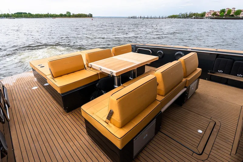 Slide: The Image of Luxurious 2025 Pardo Yachts 43 with elegant seating and scenic water view. - 13