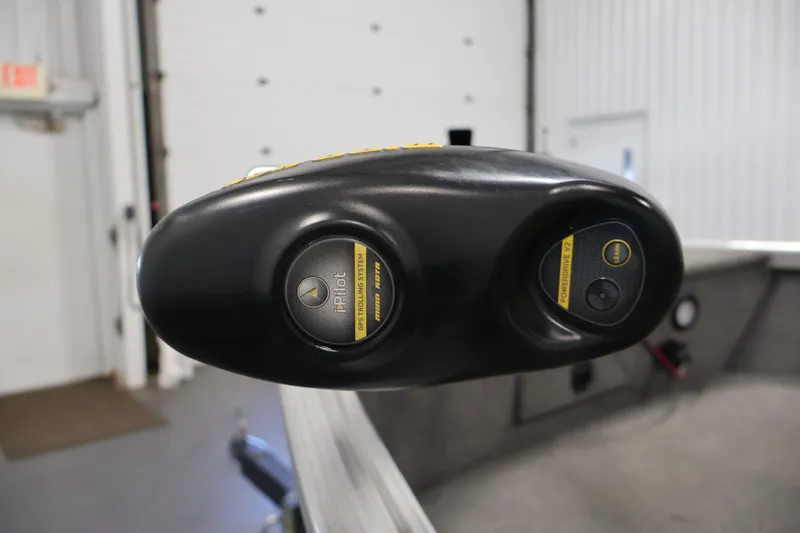 Slide: The Image of Close-up of a 2015 Alumacraft Classic 165 Tiller's i-Pilot GPS trolling system. - 12
