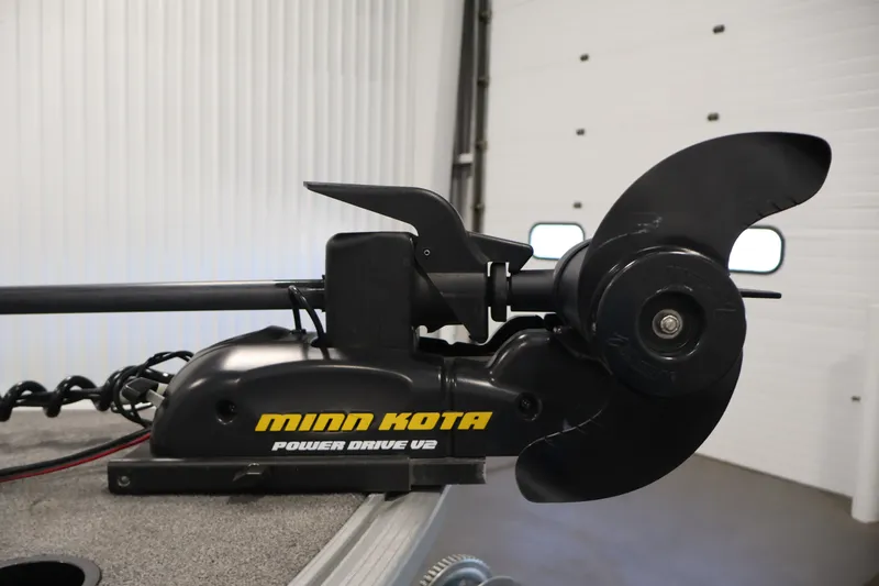 Slide: The Image of Minn Kota Power Drive V2 trolling motor on 2015 Alumacraft Classic 165 Tiller boat. - 13