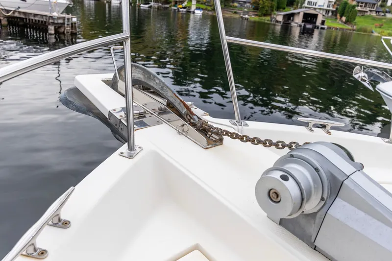 Slide: The Image of Bow of 2010 North Pacific 39 Pilothouse with anchor and winch system. - 33