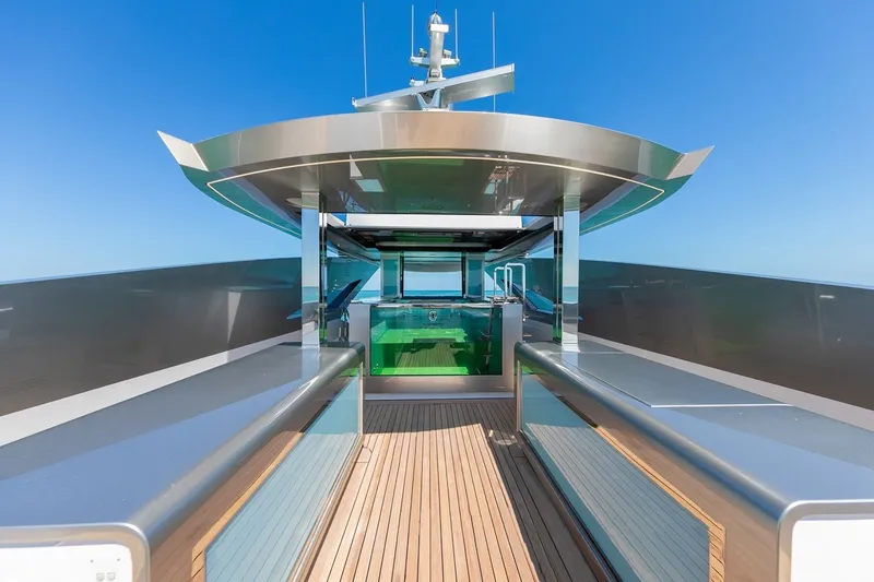 Slide: The Image of Luxurious Rossinavi Vector 50m yacht deck, 2020 model, featuring sleek design and modern amenities. - 35