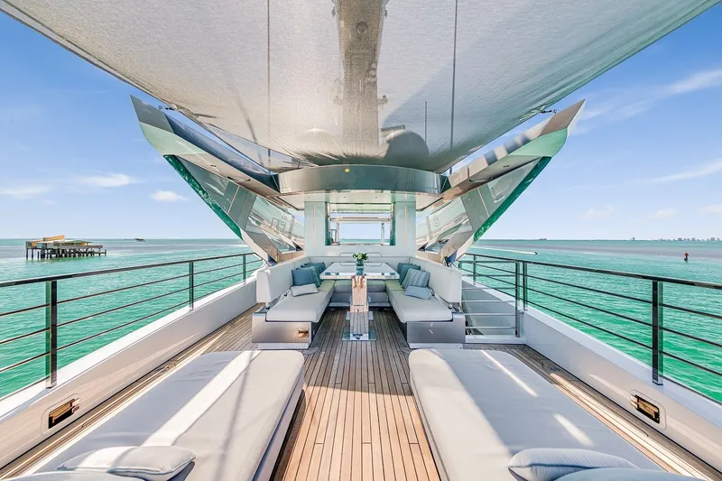 Slide: The Image of Luxurious deck of 2020 Rossinavi Vector 50m yacht with elegant seating and ocean views. - 34