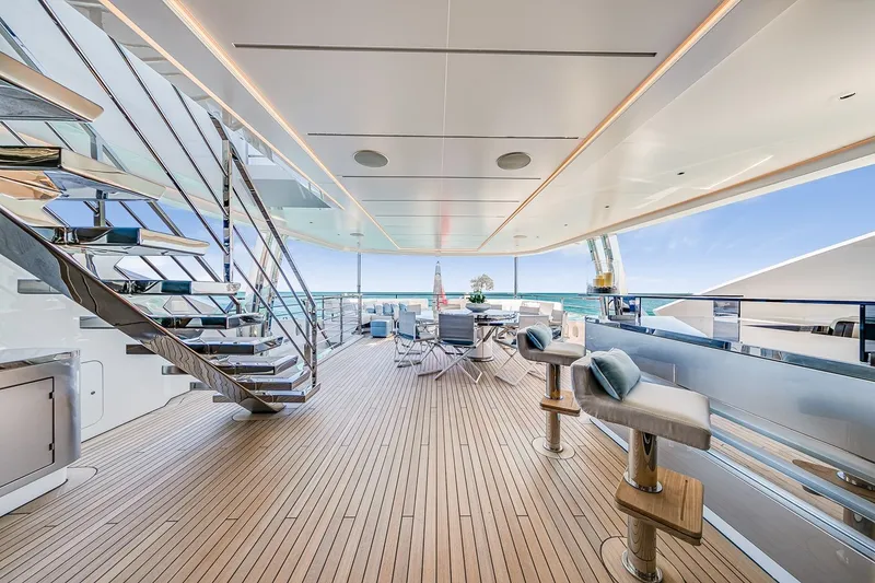 Slide: The Image of Luxurious deck of 2020 Rossinavi Vector 50m yacht with modern seating and ocean view. - 26