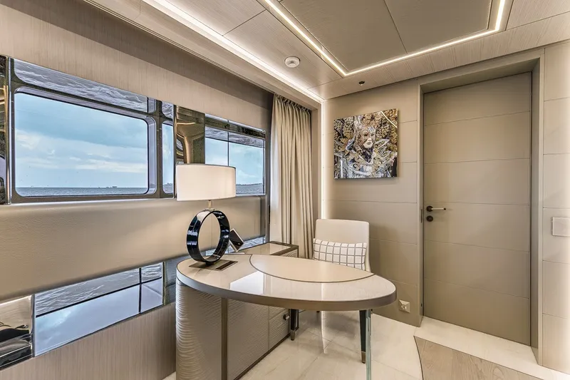 Slide: The Image of Luxurious interior of 2020 Rossinavi Vector 50m yacht with modern decor and ocean view. - 18