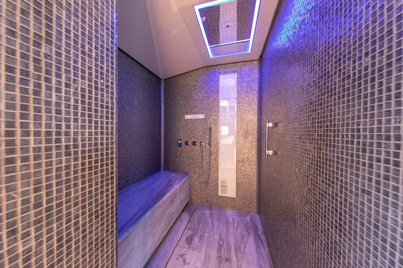 Slide: The Image of Luxurious steam room with mosaic tiles on Rossinavi Vector 50m yacht, 2020 model. - 37