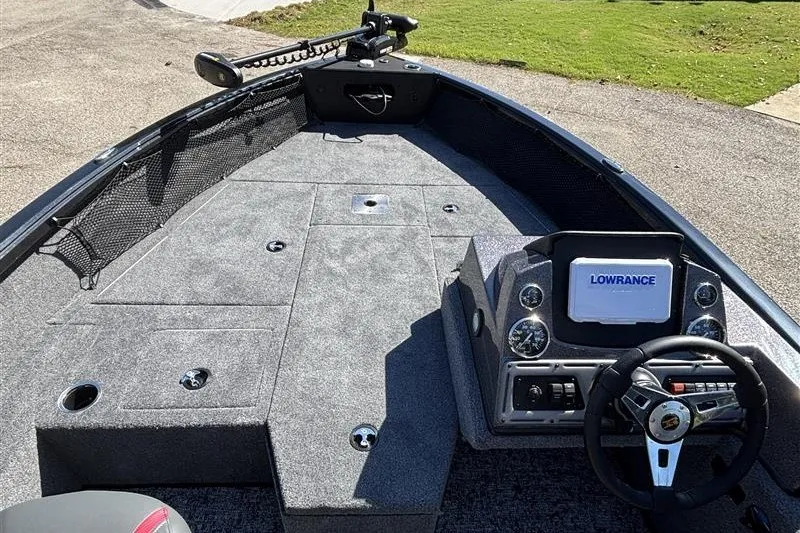 Slide: The Image of 2026 Ranger VS1882SC Angler boat interior with Lowrance navigation system and steering wheel. - 18