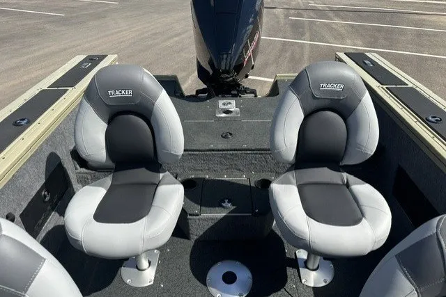 Slide: The Image of 2027 Tracker Targa V-18 Combo boat interior with two cushioned seats. - 17