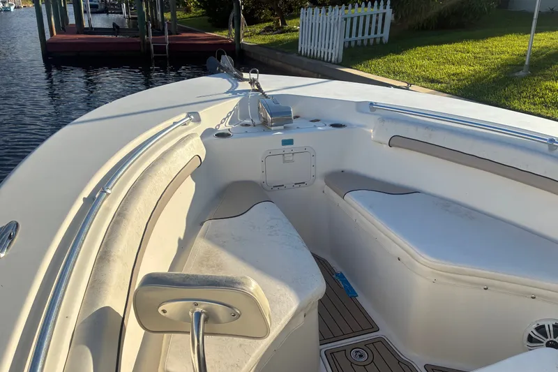Slide: The Image of 2010 Key West 244 Center Console boat interior with seating and water view. - 1