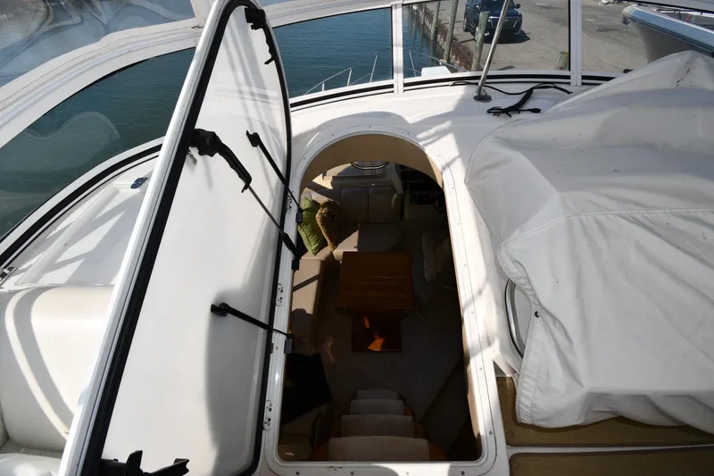 Slide: The Image of 2003 Cruisers Yachts 5000 Sedan Sport interior view through open hatch. - 34
