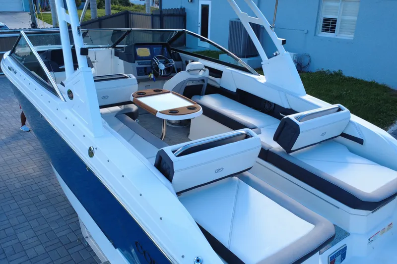 Slide: The Image of 2022 Cobalt R6 Outboard boat with spacious seating and modern design. - 23