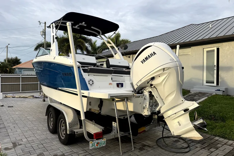 Slide: The Image of 2022 Cobalt R6 Outboard boat with Yamaha engine on a trailer. - 4