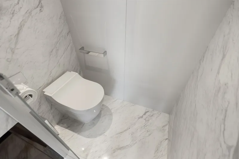 Slide: The Image of Luxurious marble bathroom on 2022 Riva 110' Dolcevita yacht. - 45