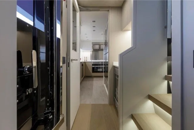 Slide: The Image of Luxurious interior of 2024 Mangusta GranSport 33 yacht, featuring modern design and elegant finishes. - 18