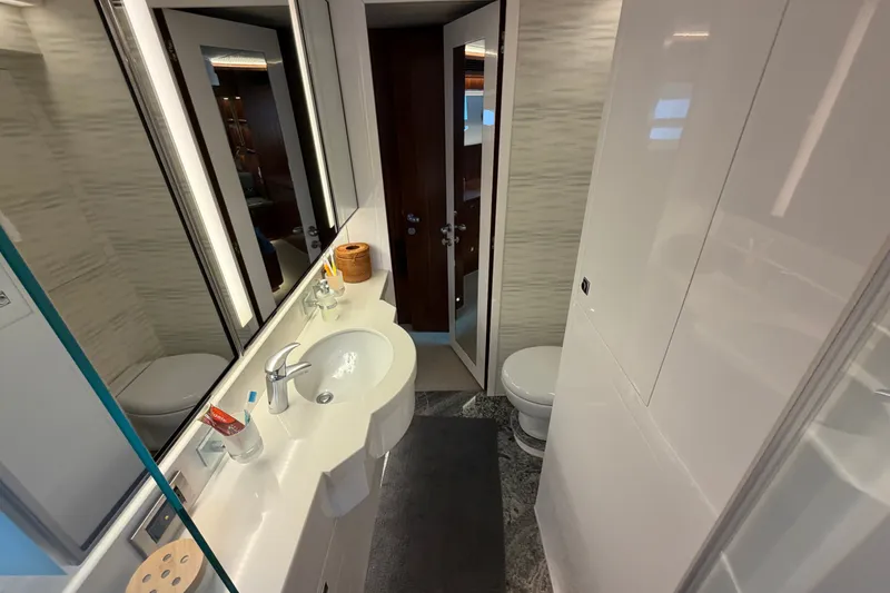 Slide: The Image of Luxurious bathroom interior of 2020 Horizon E56 yacht with modern fixtures and elegant design. - 60