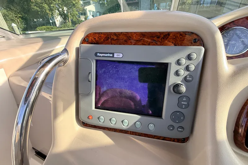 Slide: The Image of Raymarine C80 navigation system on 2008 Sea Ray 340 Sundancer yacht dashboard. - 15