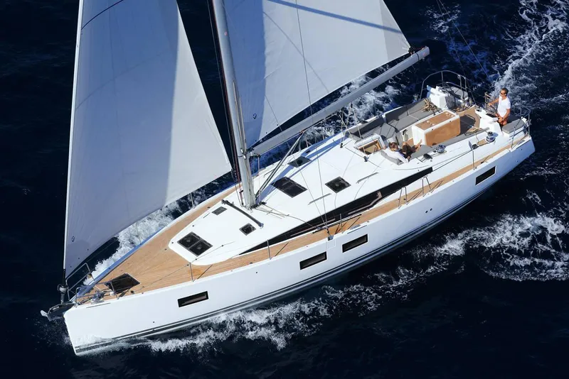 Slide: The Image of Manufacturer Provided Image: Aerial view of 2020 Jeanneau 51 sailing yacht on the open sea. - 45