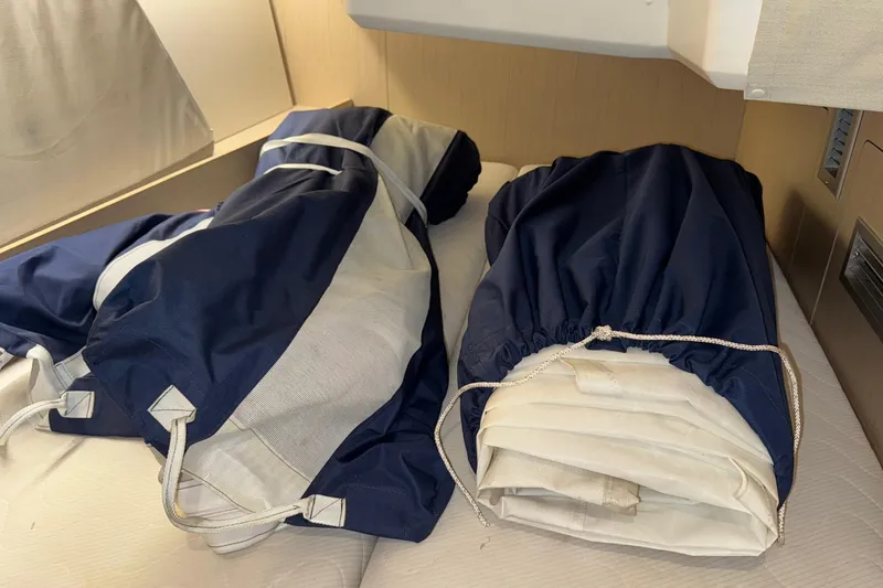 Slide: The Image of Rolled sails on Beneteau Oceanis 40.1 yacht, 2022 model, in cabin storage. - 42