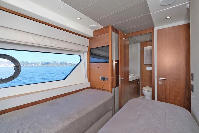 Slide: The Image of Luxurious interior of 2018 Sunseeker 76 Yacht cabin with ocean view. - 54