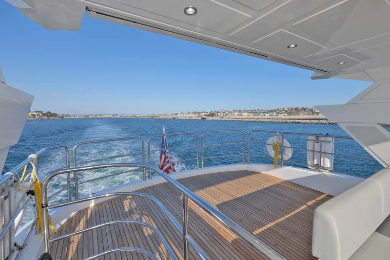 Slide: The Image of Luxurious 2018 Sunseeker 76 Yacht deck with ocean view and sleek design. - 47