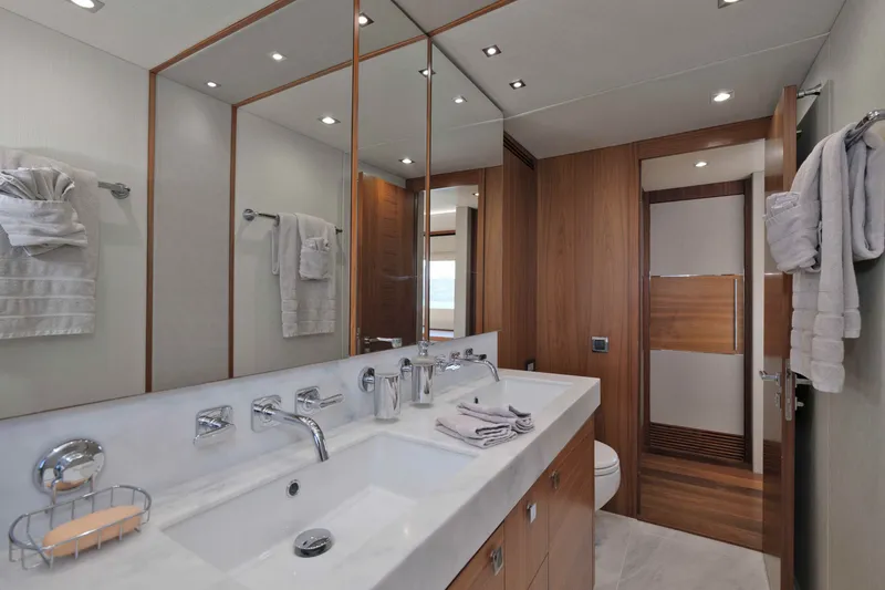 Slide: The Image of Luxurious bathroom interior of 2018 Sunseeker 76 Yacht with modern fixtures and elegant design. - 71