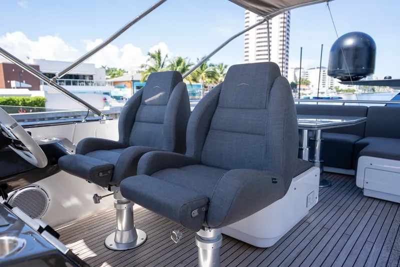 Slide: The Image of Luxury seating on 2023 Azimut S8 yacht deck, featuring modern design and comfort. - 63