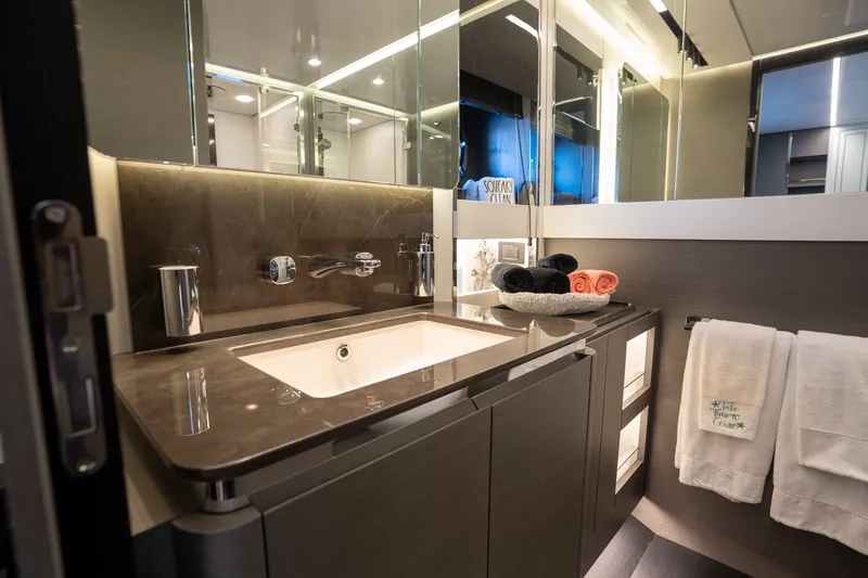 Slide: The Image of Luxurious bathroom interior of 2023 Azimut S8 yacht with modern fixtures and elegant design. - 33