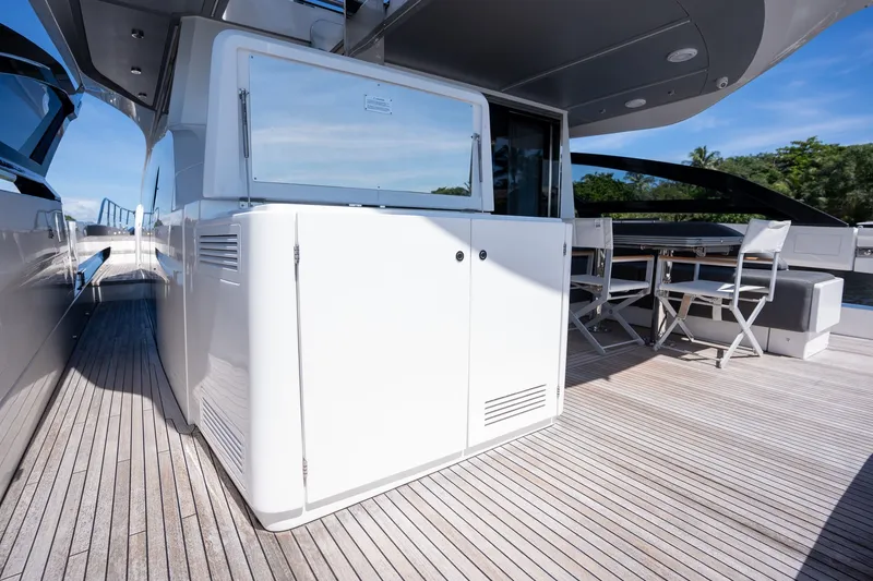 Slide: The Image of Luxurious 2023 Azimut S8 yacht deck with seating and sleek design. - 49