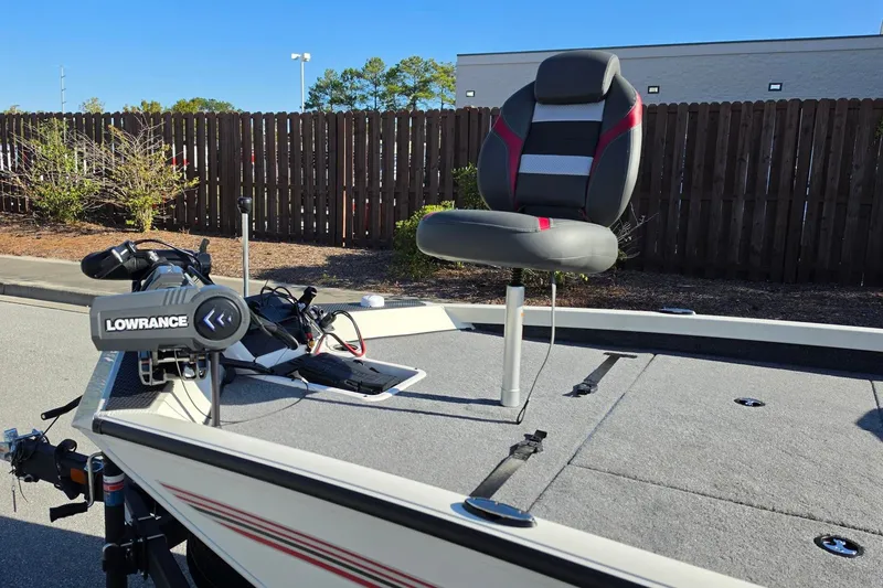 Slide: The Image of 2027 Ranger RT198P boat deck with Lowrance equipment and swivel seat. - 17