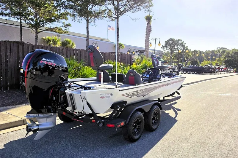 Slide: The Image of 2027 Ranger RT198P boat with Mercury Pro XS engine on a trailer. - 5