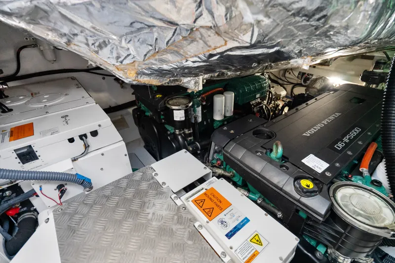 Slide: The Image of Engine room of 2022 Princess V50 yacht featuring Volvo Penta D6-IPS600 engine. - 40