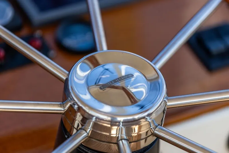 Slide: The Image of Close-up of a Little Harbor WhisperJet 38 yacht steering wheel, 2000 model. - 17