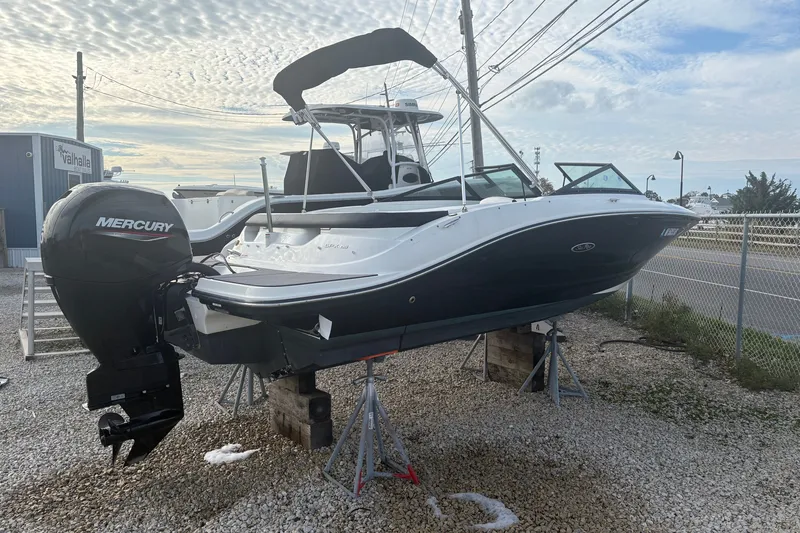 The Image of 2023 Sea Ray SPX 190 Outboard boat with Mercury engine on display outdoors. - 0