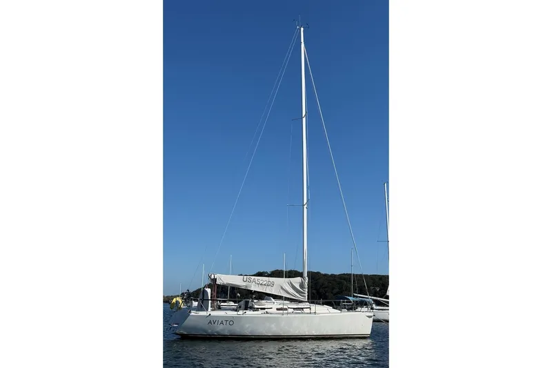 The Image of 2004 J Boats J/109 sailboat on calm water under clear blue sky. - 1