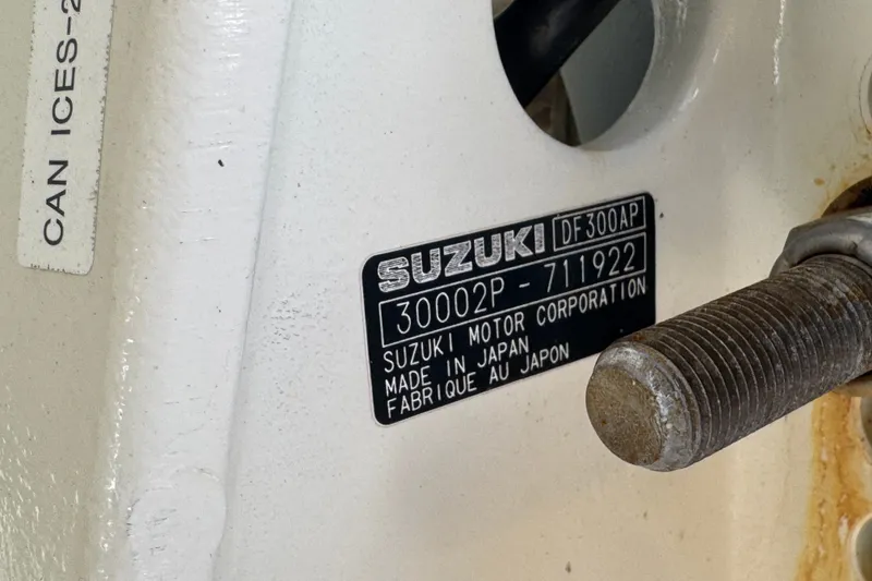 Slide: The Image of Label on Suzuki motor, model DF300AP, attached to Pursuit 3070 Center Console boat. - 74