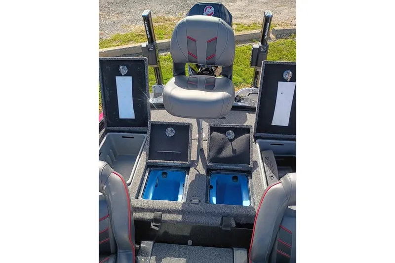 Slide: The Image of 2020 Nitro Z21 Pro boat interior with storage compartments and seating. - 7