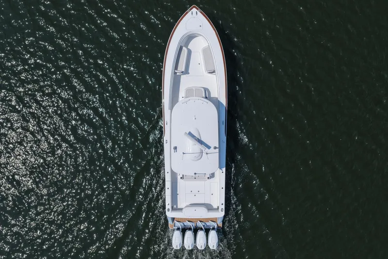 Slide: The Image of Aerial view of 2026 Valhalla Boatworks V-41 on water. - 16