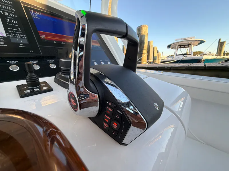 Slide: The Image of Close-up of a 2026 Valhalla V-41 helm with modern controls and displays. - 46