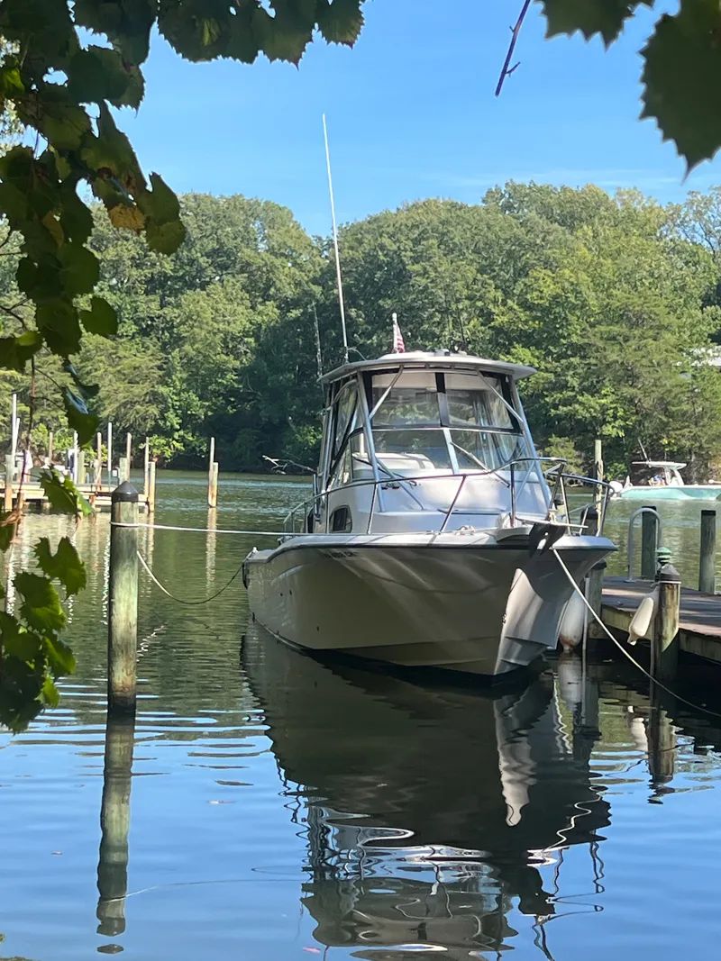 The Image of A 2004 Grady-White Sailfish 282 docked in a calm area, surrounded by trees. - 0