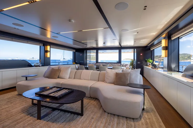Slide: The Image of Luxurious interior of 2025 Alpha 100 Squalo yacht with modern furnishings and ocean views. - 34